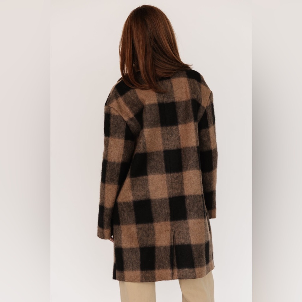 NEW Baltic Born Kirsti Coat Buffalo Check Plaid Brown Black Jacket Large - Picture 3 of 12